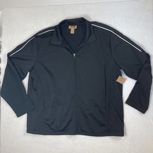 The Foundry Supply Mens Black Full Zip Jacket 2XL NEW Polyester Pin Stripe